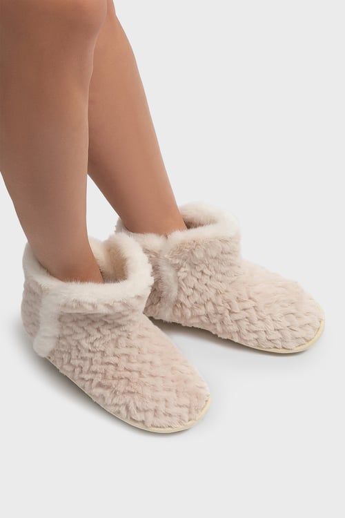 Tw Yasmin Yumuşak Dokulu Peluş Kadın Panduf GG0102 BEJ