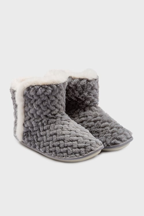 Tw Yasmin Yumuşak Tüylü Peluş Kadın Panduf GG0101 GRİ