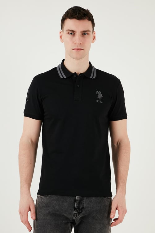 U.S. Polo Pamuklu Slim Fit Düğmeli Erkek Polo Yaka T Shirt G081GL0112084093 SİYAH