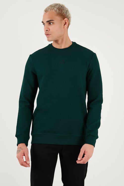 U.S. Polo Pamuklu Regular Fit Logolu Bisiklet Yaka Erkek Sweat G081GL0822237151 KOYU YEŞİL