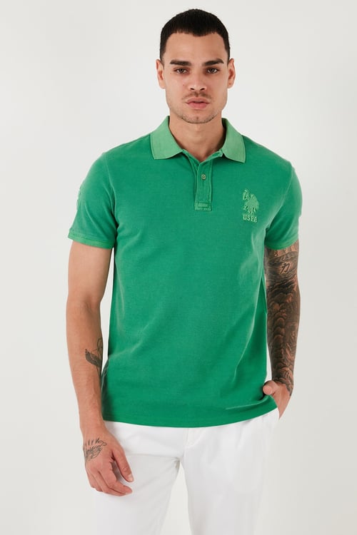 U.S.Polo Pamuklu Slim Fit Erkek Polo Yaka T Shirt G081SZ0111573851 YEŞİL