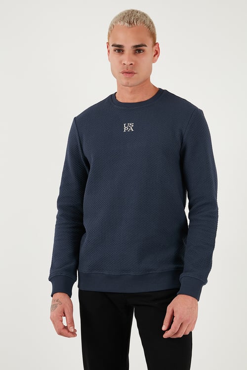 U.S. Polo Pamuklu Regular Fit Logolu Bisiklet Yaka Erkek Sweat G081GL0822237151 LACİVERT