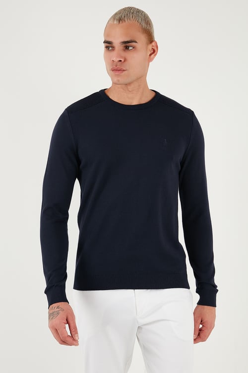 U.S. Polo Pamuklu Slim Fit Logolu Bisiklet Yaka Erkek Kazak G081SZ0TK2226959 LACİVERT
