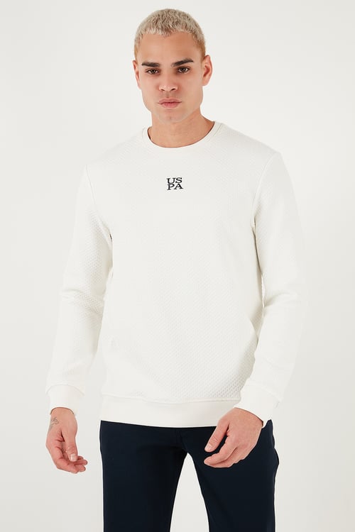 U.S. Polo Pamuklu Regular Fit Logolu Bisiklet Yaka Erkek Sweat G081GL0822237151 KREM