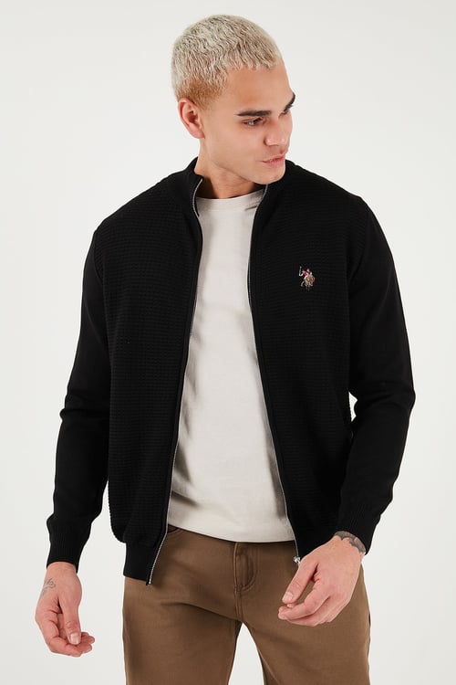 U.S. Polo Pamuklu Slim Fit Logolu Erkek Hırka G081SZ0TH2227188 SİYAH