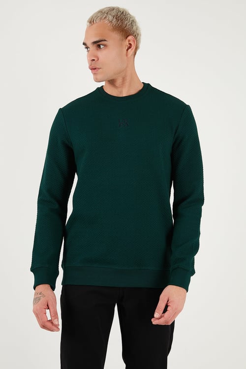 U.S. Polo Pamuklu Regular Fit Logolu Bisiklet Yaka Erkek Sweat G081GL0822237151 KOYU YEŞİL