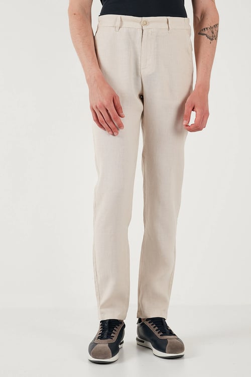 U.S. Polo Carrot Fit Normal Bel Daralan Paça Keten Erkek Pantolon G081SZ0782106438 Bej