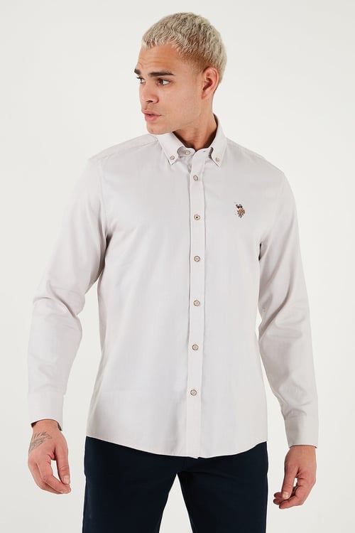 U.S. Polo Pamuklu Slim Fit Uzun Kol Erkek Gömlek G081SZ0042225643 TAŞ
