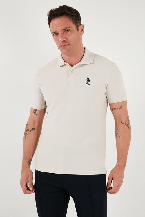 U.S. Polo Logolu Pamuklu Regular Fit Düğmeli Polo Yaka Erkek T Shirt G081GL0112106339 TAŞ