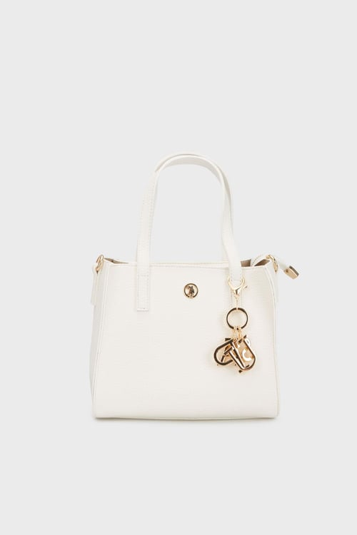 U.S. Polo Charm Detaylı Omuz Askılı Bayan Çanta US25187 BEYAZ
