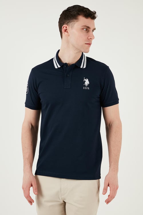 U.S. Polo Pamuklu Slim Fit Düğmeli Erkek Polo Yaka T Shirt G081GL0112084093 LACİVERT