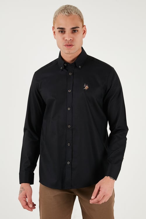U.S. Polo Pamuklu Slim Fit Uzun Kol Erkek Gömlek G081SZ0042225643 SİYAH