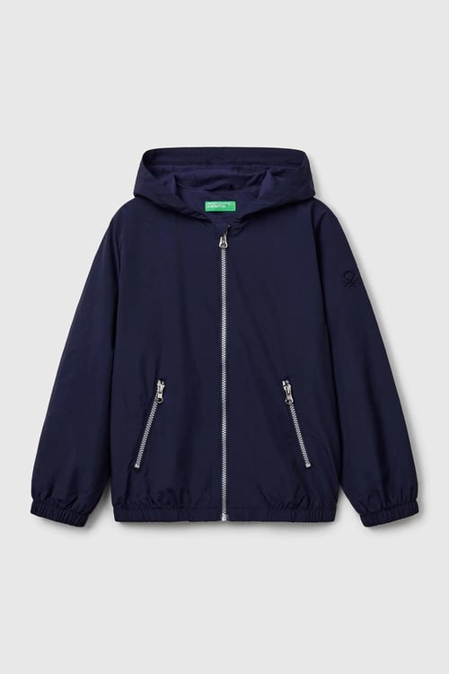 United Colors Of Benetton Astarlı Regular Fit Kapüşonlu Erkek Çocuk Yağmurluk 2IGGCN05Z LACİVERT