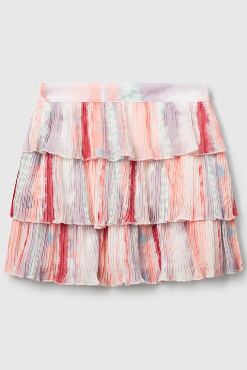 United Colors Of Benetton Regular Fit Çok Renkli Pileli Kız Çocuk Etek 4L8RC002A PEMBE
