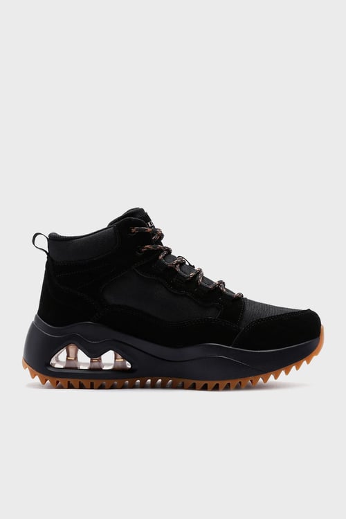 Uno Peaks-Street Hikes Kalın Tabanlı Süet Detaylı Bilekli Kadın Bot 177550 BBK SİYAH
