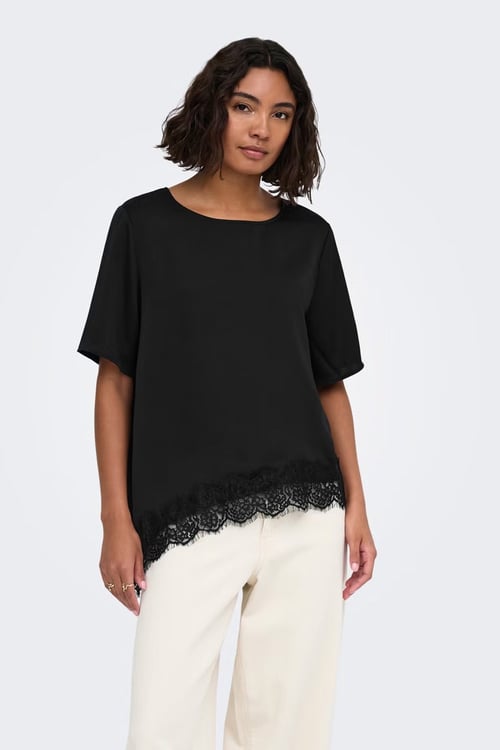 urba Regular Fit Dantel Detaylı Kadın T Shirt 15386781 SİYAH