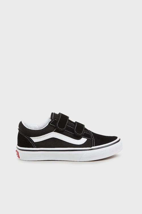 UY Old Skool V Cırt Cırtlı Deri Sneaker Unisex Çocuk Ayakkabı VN000VHE6BT1 SİYAH-BEYAZ