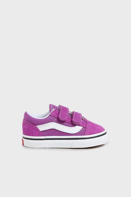 Vans Old Skool V Cırt Cırtlı Süet ve Kanvas Sneaker Unisex Çocuk Ayakkabı VN000CTGE2T1 MOR-BEYAZ