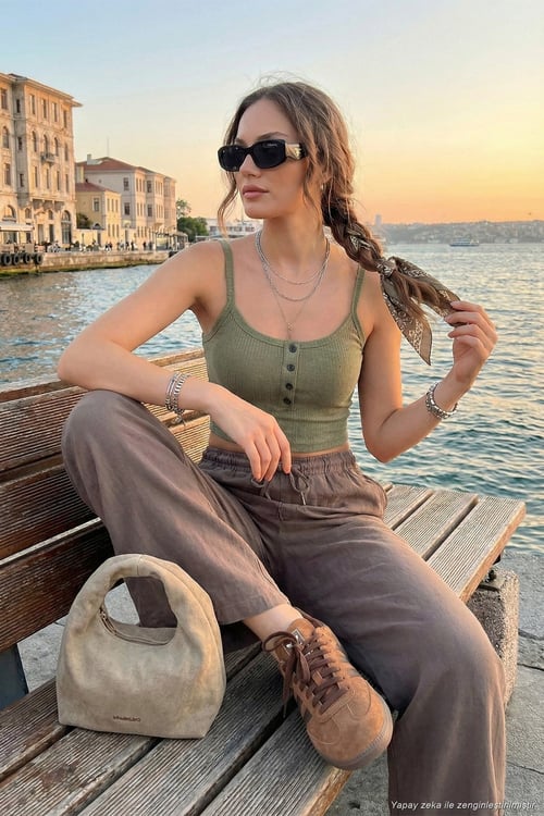 Wide Leg Yüksek Bel Geniş Paça Kadın Pantolon 668YP5424 KAHVE