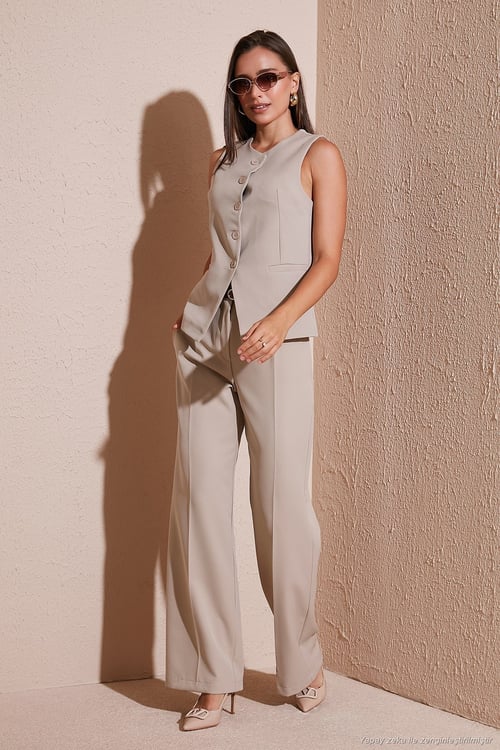 Wide Leg Yüksek Bel Geniş Paça Palazzo Kadın Pantolon 65271262 TAŞ