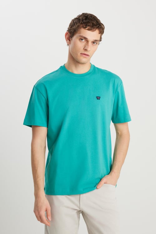 Wrangler % 100 Pamuk Regular Fit Bisiklet Yaka Erkek T Shirt MW7NM203877577 YEŞİL