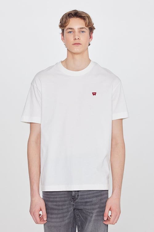 Wrangler Logolu Pamuklu Relaxed Fit Bisiklet Yaka Erkek T Shirt W7NM203877 102 BEYAZ