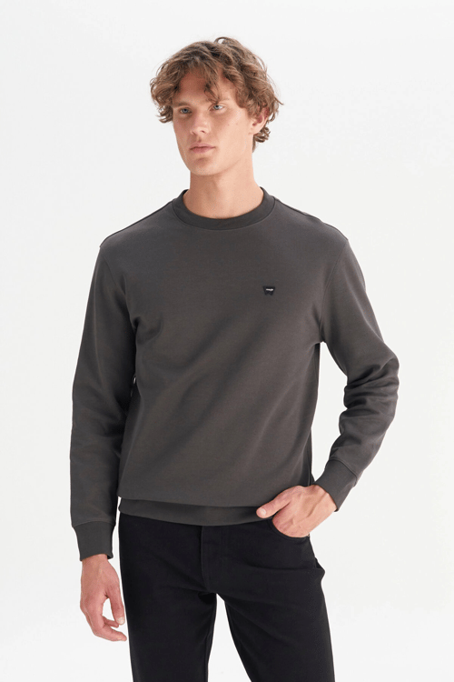 Wrangler Pamuklu Regular Fit Bisiklet Yaka Erkek Sweat W2520255 33W KÖMÜR