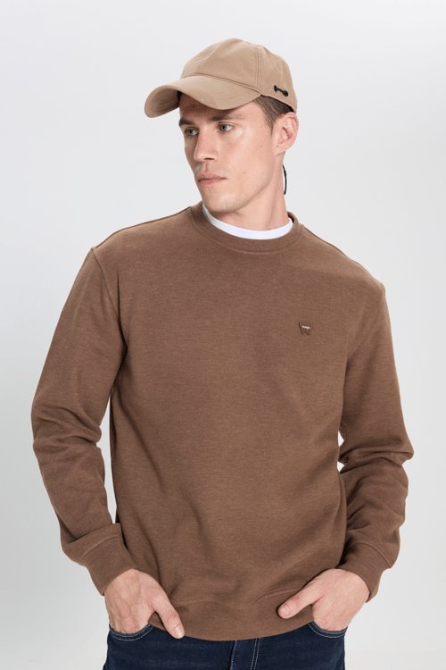 Wrangler Pamuklu Regular Fit Bisiklet Yaka Erkek Sweat MW242262 220 KAHVE