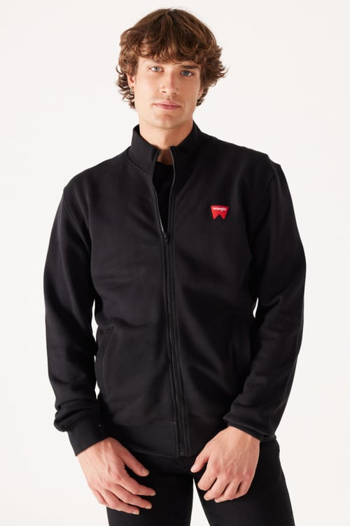 Wrangler Pamuklu Regular Fit Dik Yaka Fermuarlı Erkek Sweat W663I3 101 SİYAH