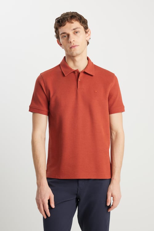 Wrangler Pamuklu Regular Fit Düğmeli Erkek Polo Yaka T Shirt W2510720 222 KİREMİT
