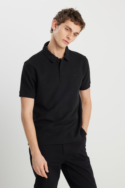 Wrangler Pamuklu Regular Fit Düğmeli Erkek Polo Yaka T Shirt W2510720001 SİYAH