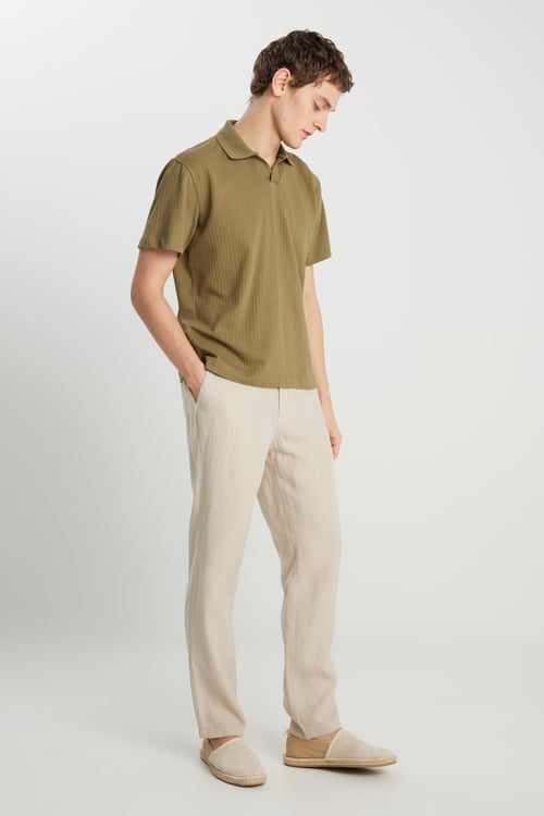 Wrangler Regular Fit Normal Bel Düz Paça Keten Erkek Pantolon W2510479614 BEJ