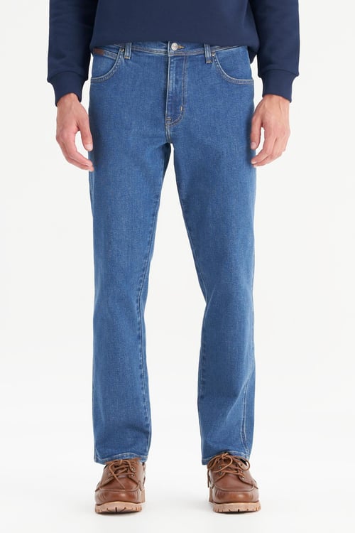 Wrangler Texas Denim Pamuklu Straight Fit Normal Bel Düz Paça Pantolon Erkek Kot Pantolon MW121HR 36B MAVİ
