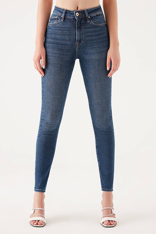 Yüksek Bel Süper Skinny Pamuklu Serenay Jeans Kadın Kot Pantolon 100980-33687 MAVİ