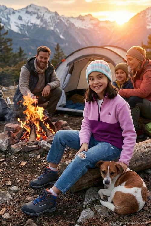 Yumuşak Dokulu Yarım Fermuarlı Renk Bloklu Dik Yaka Unisex Çocuk Polar 5905004 Şeker Pembe-Mor