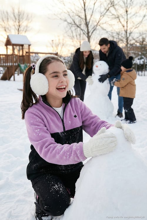Yumuşak Dokulu Yarım Fermuarlı Renk Bloklu Dik Yaka Unisex Çocuk Polar 5905004 LİLA-SİYAH