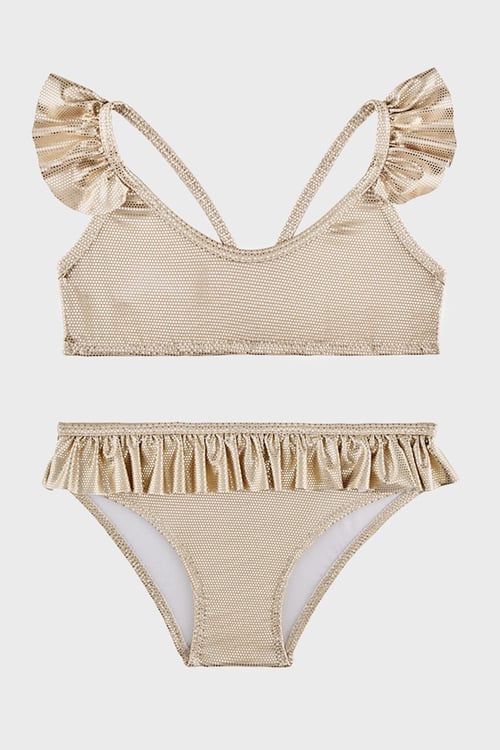 Zelma Gold Junior Desenli UPF 50+ Korumalı Çabuk Kuruyan Kız Çocuk Bikini SB2614000608 ALTIN