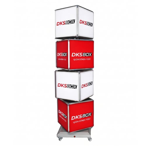 DKS RS416 ışıklı 360° dönen tabela lightbox 4 katlı 32x160 cm kiralama