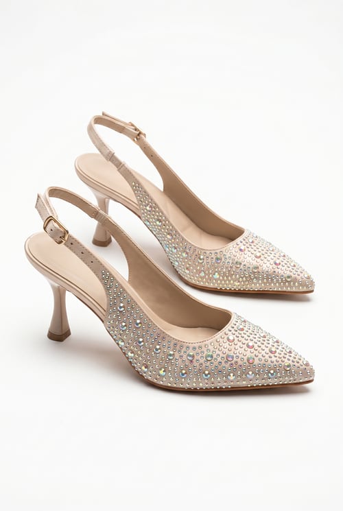 Bej Taş Detaylı Stiletto