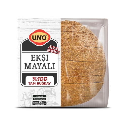 UNO EKŞİ MAYA EKMEĞİ %100 TAM BUĞDAY 450GR