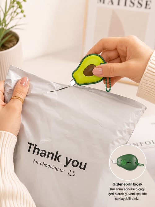 Avokado Mini Paket Açıcı | Gizlenebilir Bıçaklı Anahtarlıklı Koli ve Kargo Açıcı | Mini Maket Bıçağı | 5x4 cm