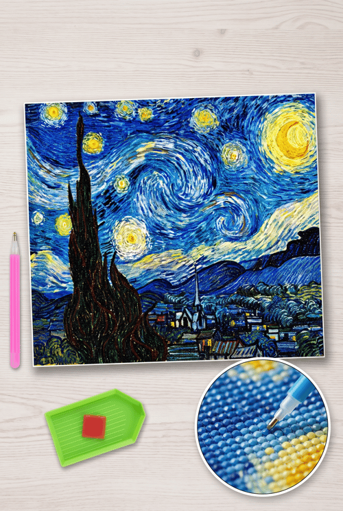Boncuk İşleme Kiti 50 x 65 Yıldızlı Gece Van Gogh