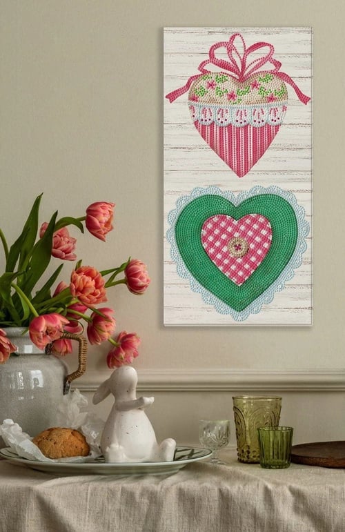 Diamond Dotz Elmas Mozaik Tablo Işıldayan Kalpler – 20 x 40 cm