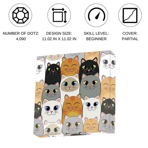 Diamond Dotz Elmas Mozaik Tablo Tatlı Kediler – 28 x 28 cm