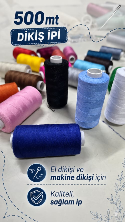 Dikiş İpi Seti, 500mt büyük makara El, Makine Dikiş İpi Sağlam Polyester İp