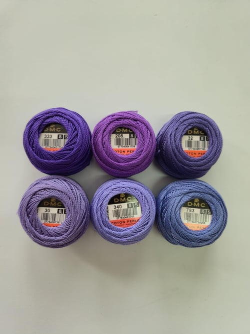 DMC KOTON PERLE 8 NUMARA - MOR TONLARI SET