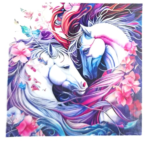 Elmas Mozaik Tablo, 30x30cm Renkli Atlar Boncuk Yapıştırma Kiti  