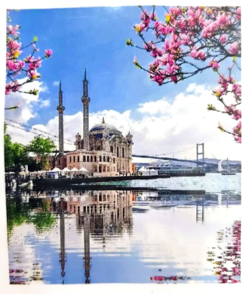 Elmas Mozaik Tablo, 50x40cm Orta Köy Camii Boncuk Yapıştırma Kiti 