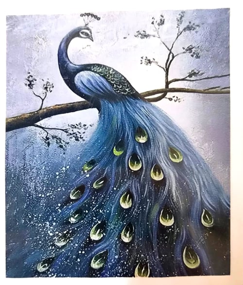 Elmas Mozaik Tablo, 50x40cm Tavus Kuşu Boncuk Yapıştırma Kiti 