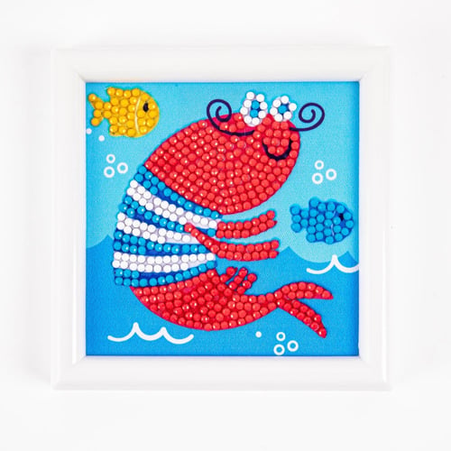 Elmas Mozaik Tablo 9.5 x 9.5cm İstakoz Boncuk Yapıştırma Kiti - Çerçeveli
